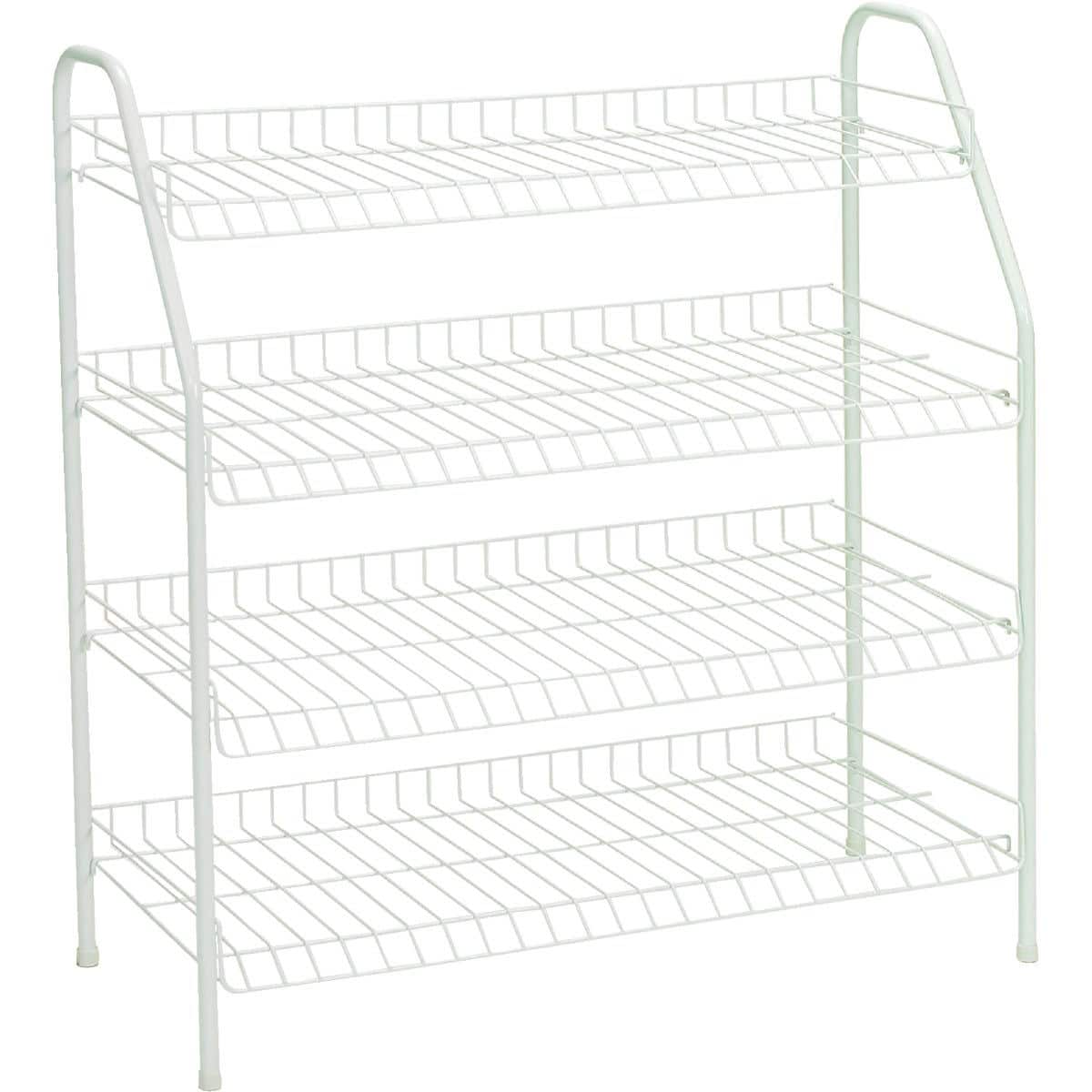 4-tier free standing shoe rack made of white metal sold by Witt Do it Best as part of their home organization collection of products.